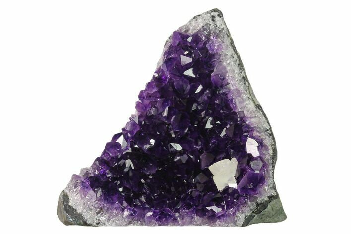 Amethyst Cut Base Crystal Cluster with Calcite - Uruguay #138869